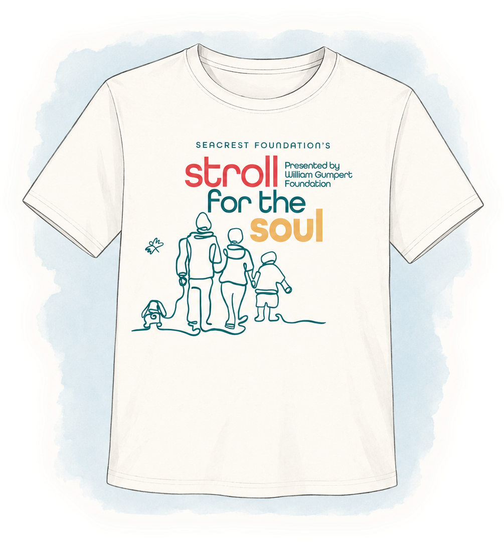 Official Stroll for the Soul T-shirt with the event logo and family illustration